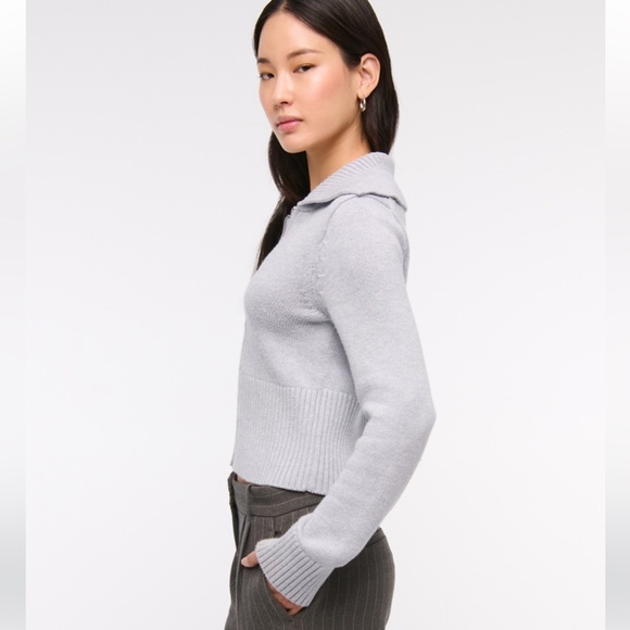 Abercrombie Zip-Up Collared Cardigan in gray size Small - Picture 2 of 8